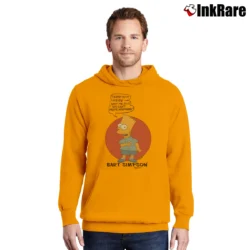 Men’s 90s Bart Simpson I Didn't Do It Original Simpsons Promo Classic Pullover Hoodie in orange | Cozy, Durable, Modern Fit