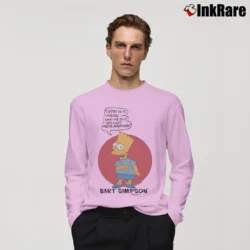 Men’s 90s Bart Simpson I Didn't Do It Original Simpsons Promo Classic Long-Sleeve Shirt in light pink | Sleek, Lightweight, Year-Round Wear