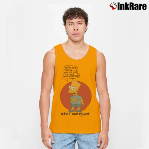 Men’s 90s Bart Simpson I Didn't Do It Original Simpsons Promo Classic Tank Top in orange | Breathable, Active-Friendly Design