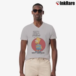 Men’s 90s Bart Simpson I Didn't Do It Original Simpsons Promo Classic V-Neck Tee in sport grey | Sharp, Breathable, Everyday Staple