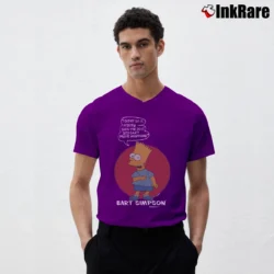 Men’s 90s Bart Simpson I Didn't Do It Original Simpsons Promo V-Neck Tee in purple | Sharp, Breathable, Everyday Staple