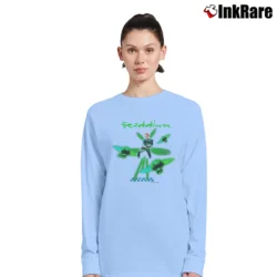 Women’s 90s Batman Forever Riddler Jim Carrey Movie Long-Sleeve Top in light blue | Sleek, Versatile, All-Season