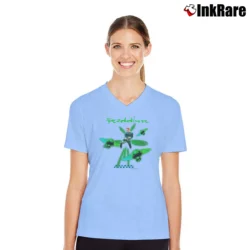 Women’s 90s Batman Forever Riddler Jim Carrey Movie V-Neck Tee in light blue | Chic Neckline, Soft Texture