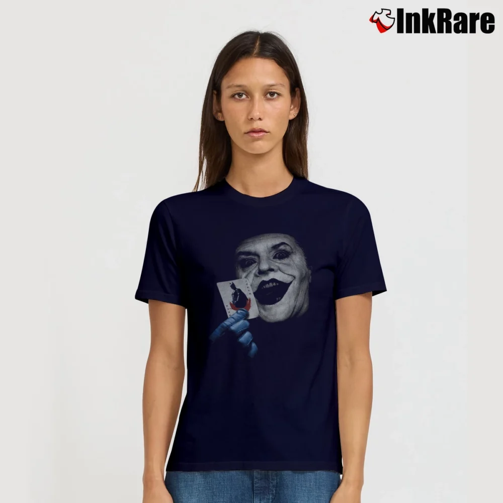 Women’s 90s Batman Joker Jack Nicholson Movie Signature T-Shirt in navy | Soft, Flattering Fit