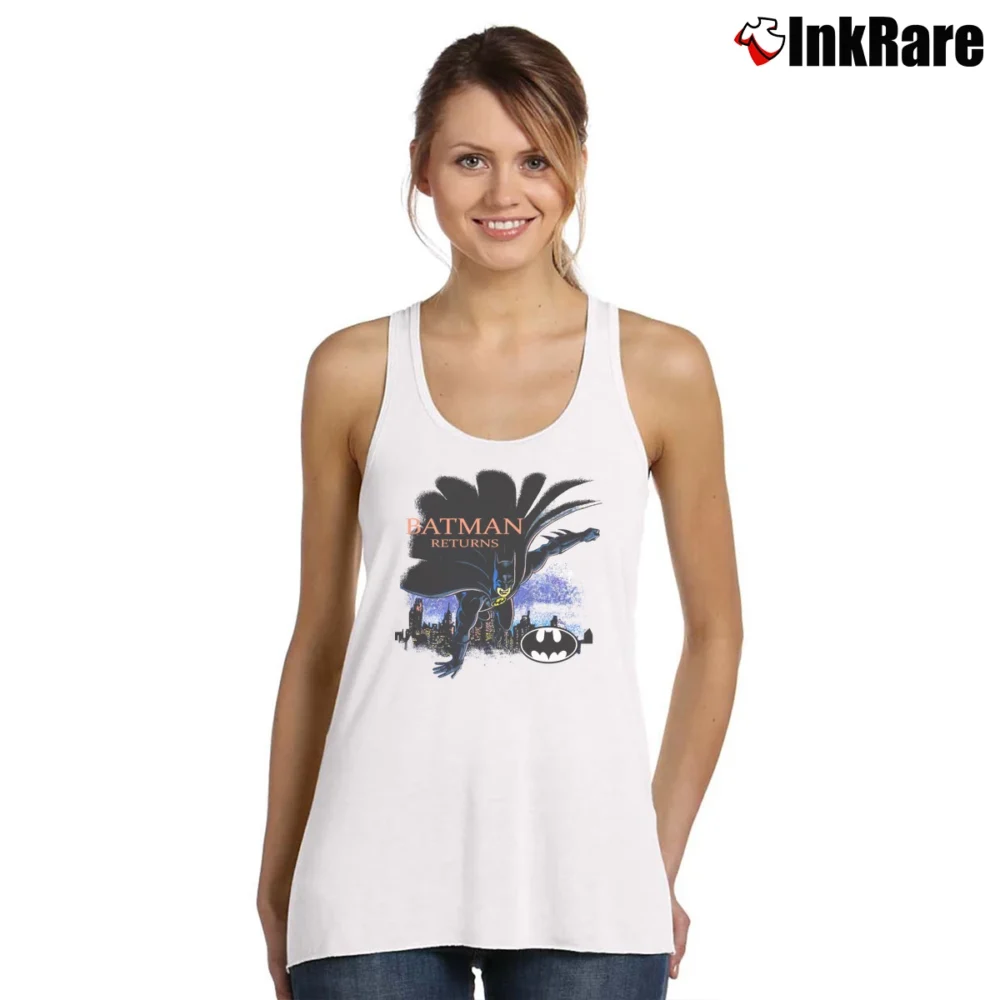 Women’s 90s Batman Returns Movie Comic Graphic Tank Top in white | Lightweight, Movement-Friendly