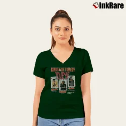 Women’s 90s Bernie Mac Comedy Troupe V-Neck Tee in forest green | Chic Neckline, Soft Texture