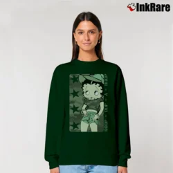 Women’s 90s Betty Boop Army Military Style Relaxed Sweatshirt in forest green | Soft, Laid-Back Vibe