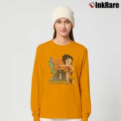 Women’s 90s Betty Boop Beautiful Graphic Cartoon Long-Sleeve Top in orange | Sleek, Versatile, All-Season