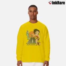 Men’s 90s Betty Boop Beautiful Graphic Cartoon Long-Sleeve Shirt in yellow | Sleek, Lightweight, Year-Round Wear