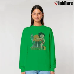 Women’s 90s Betty Boop Beautiful Graphic Cartoon Relaxed Sweatshirt in irish green | Soft, Laid-Back Vibe