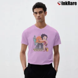 Men’s 90s Betty Boop Beautiful Graphic Cartoon V-Neck Tee in light pink | Sharp, Breathable, Everyday Staple