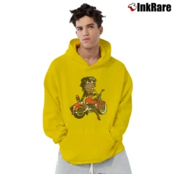 Men’s 90s Betty Boop Biker Chick Esther Jones Afro American Pullover Hoodie in yellow | Cozy, Durable, Modern Fit