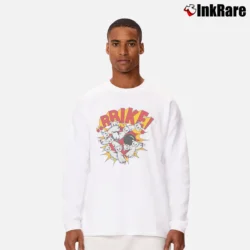 Men’s 90s Betty Boop Bowling Steeerrike Cartoon Long-Sleeve Shirt in white | Sleek, Lightweight, Year-Round Wear