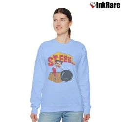 Women’s 90s Betty Boop Bowling Steeerrike Cartoon Relaxed Sweatshirt in light blue | Soft, Laid-Back Vibe