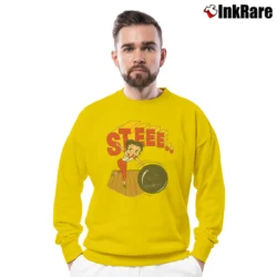 Men’s 90s Betty Boop Bowling Steeerrike Cartoon Crewneck Sweatshirt in yellow | Cozy Fabric, Clean Style
