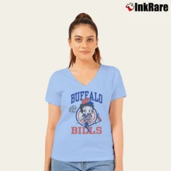 Women’s 90s Betty Boop Buffalo Bills NFL Football V-Neck Tee in light blue | Chic Neckline, Soft Texture