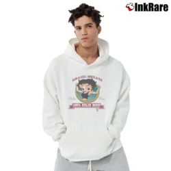 Men’s 90s Betty Boop Buffed Betty Workout Gym Pullover Hoodie in white | Cozy, Durable, Modern Fit