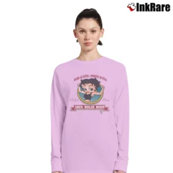 Women’s 90s Betty Boop Buffed Betty Workout Gym Long-Sleeve Top in light pink | Sleek, Versatile, All-Season