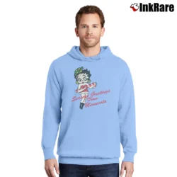 Men’s 90s Betty Boop Cartoon Graphic Pullover Hoodie in light blue | Cozy, Durable, Modern Fit
