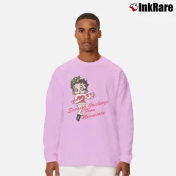 Men’s 90s Betty Boop Cartoon Graphic Long-Sleeve Shirt in light pink | Sleek, Lightweight, Year-Round Wear
