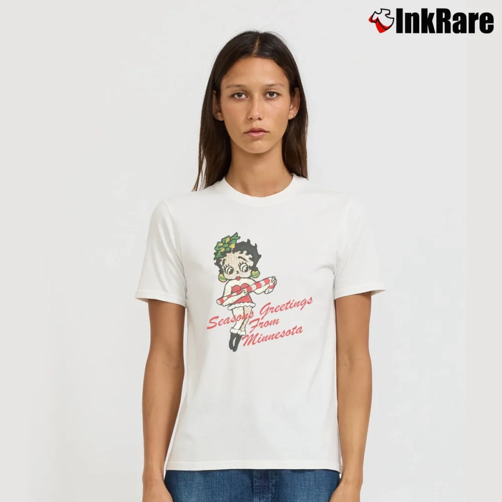 Women’s 90s Betty Boop Cartoon Graphic Signature T-Shirt in white | Soft, Flattering Fit