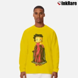 Men’s 90s Betty Boop Got Silk Cartoon Long-Sleeve Shirt in yellow | Sleek, Lightweight, Year-Round Wear