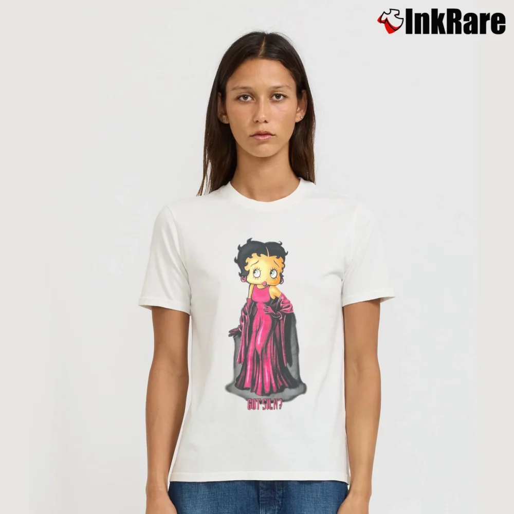 Women’s 90s Betty Boop Got Silk Cartoon Signature T-Shirt in white | Soft, Flattering Fit