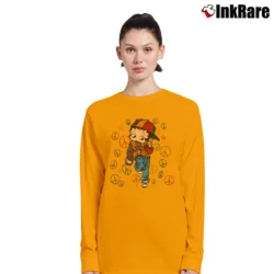 Women’s 90s Betty Boop Hip Hop Peace Long-Sleeve Top in orange | Sleek, Versatile, All-Season
