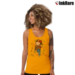 Women’s 90s Betty Boop Hip Hop Peace Tank Top in orange | Lightweight, Movement-Friendly