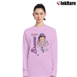 Women’s 90s Betty Boop NFL Atlanta Braves Baseball Long-Sleeve Top in light pink | Sleek, Versatile, All-Season