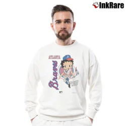 Men’s 90s Betty Boop NFL Atlanta Braves Baseball Crewneck Sweatshirt in white | Cozy Fabric, Clean Style