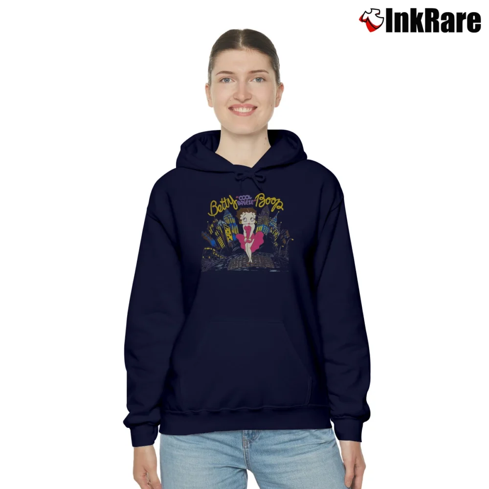Women’s 90s Betty Boop NYC Graphic Cozy Hoodie in navy | Warm, Structured, Stylish