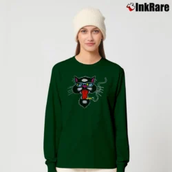 Women’s 90s Blues Traveler Cat Band Tour Graphic Long-Sleeve Top in forest green | Sleek, Versatile, All-Season
