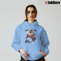 Women’s 90s Bootleg 2pac Tupac Shakur Bootleg Cozy Hoodie in light blue | Warm, Structured, Stylish