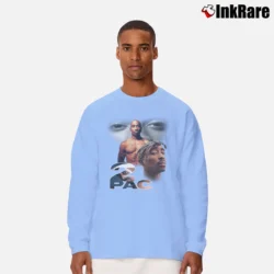 Men’s 90s Bootleg 2pac Tupac Shakur Bootleg Long-Sleeve Shirt in light blue | Sleek, Lightweight, Year-Round Wear