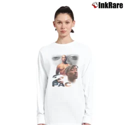 Women’s 90s Bootleg 2pac Tupac Shakur Bootleg Long-Sleeve Top in white | Sleek, Versatile, All-Season