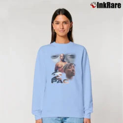 Women’s 90s Bootleg 2pac Tupac Shakur Bootleg Relaxed Sweatshirt in light blue | Soft, Laid-Back Vibe