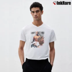 Men’s 90s Bootleg 2pac Tupac Shakur Bootleg V-Neck Tee in white | Sharp, Breathable, Everyday Staple