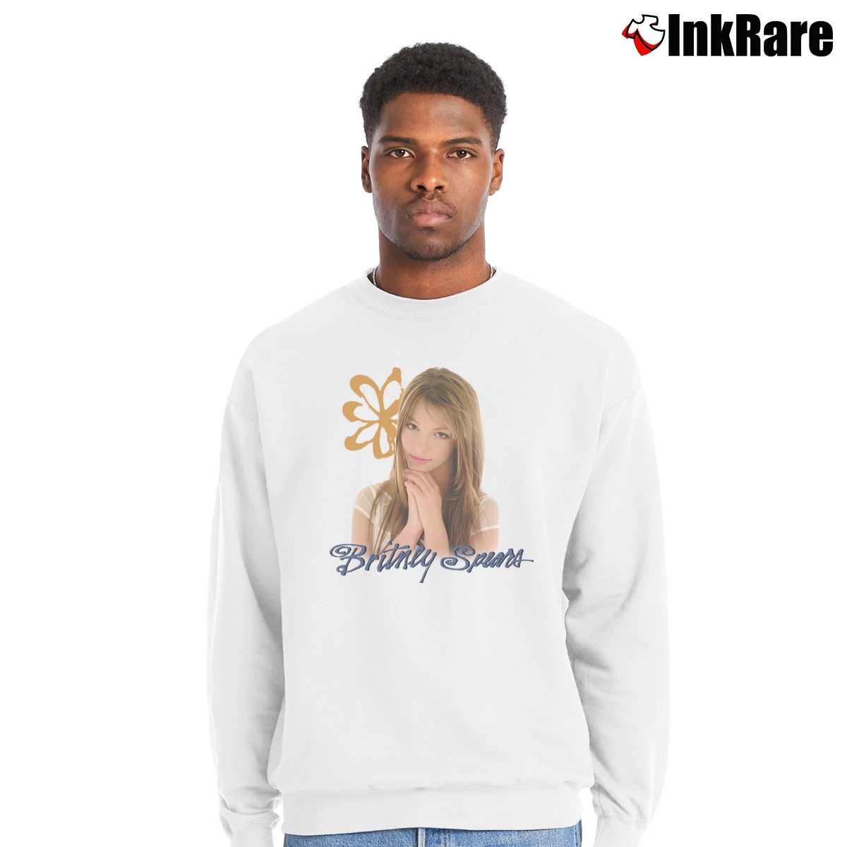 Men’s 90s Britney Spears Crewneck Sweatshirt in white | Cozy Fabric, Clean Style