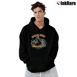 Men’s 90s Broken Spoke Saloon Souvenir Pullover Hoodie in black | Cozy, Durable, Modern Fit