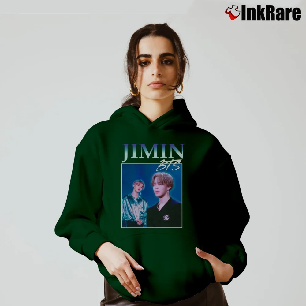 Women’s 90s Bts Jimin Park Jimin Fashion Cozy Hoodie in forest green | Warm, Structured, Stylish