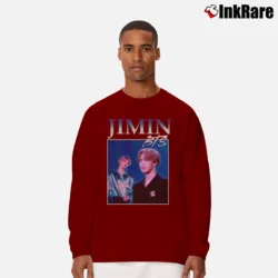 Men’s 90s Bts Jimin Park Jimin Fashion Long-Sleeve Shirt in maroon | Sleek, Lightweight, Year-Round Wear