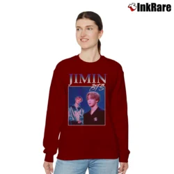 Women’s 90s Bts Jimin Park Jimin Fashion Relaxed Sweatshirt in maroon | Soft, Laid-Back Vibe