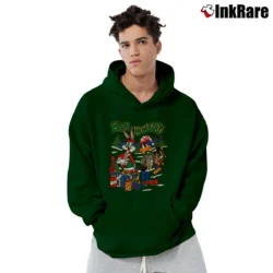 Men’s 90s Bugs Bunny Daffy Duck Christmas Looney Tunes Pullover Hoodie in forest green | Cozy, Durable, Modern Fit