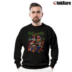 Men’s 90s Bugs Bunny Daffy Duck Christmas Looney Tunes Crewneck Sweatshirt in black | Cozy Fabric, Clean Style