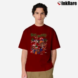Men’s 90s Bugs Bunny Daffy Duck Christmas Looney Tunes Classic T-Shirt in maroon | Soft, Breathable Everyday Wear