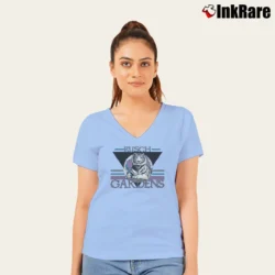 Women’s 90s Busch Gardens Snow Tiger Graphic V-Neck Tee in light blue | Chic Neckline, Soft Texture