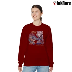 Women’s 90s Busch Gardens Tiger Native American Graphic Relaxed Sweatshirt in maroon | Soft, Laid-Back Vibe