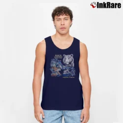 Men’s 90s Busch Gardens Tiger Native American Graphic Tank Top in navy | Breathable, Active-Friendly Design
