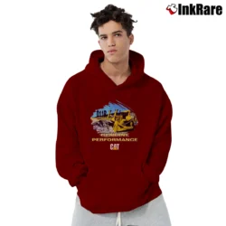 Men’s 90s Cat D11R Bulldozer Rock Ripper Machinery Pullover Hoodie in maroon | Cozy, Durable, Modern Fit